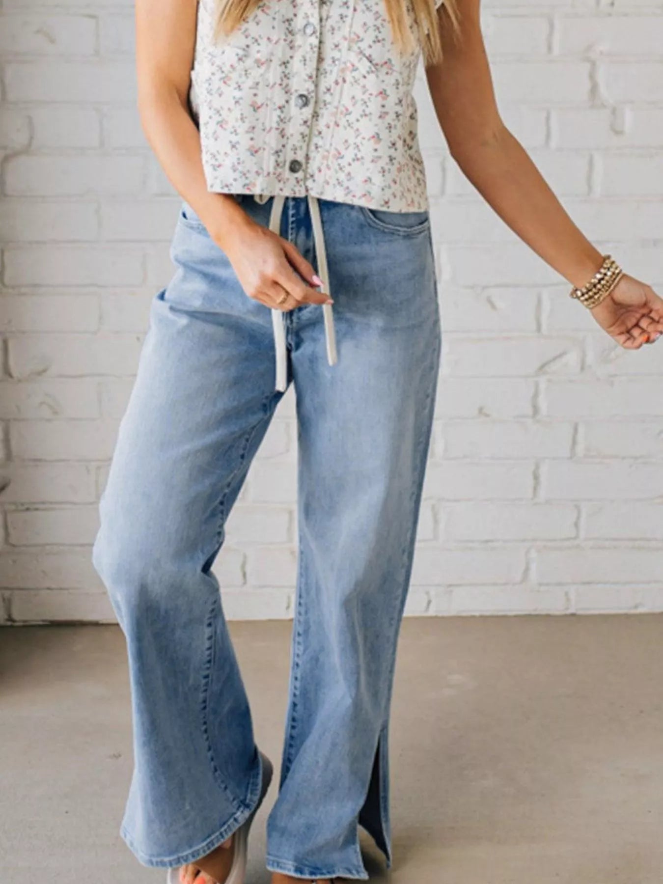 Hazel Blues® | Slit Wide Leg Jeans