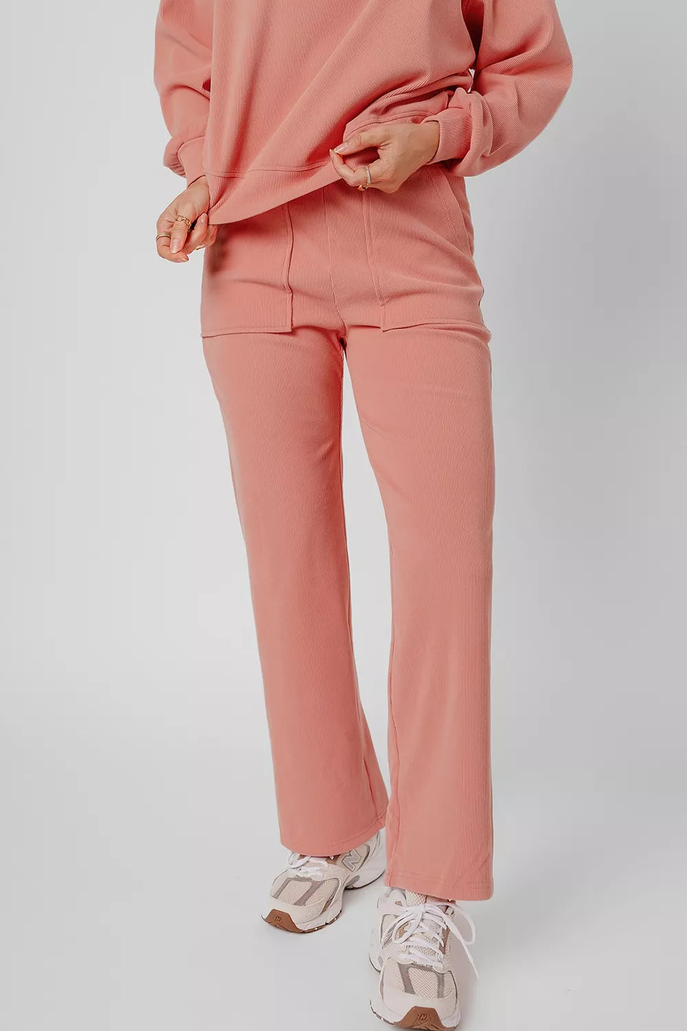 Hazel Blues® | Ribbed Round Neck Top and Pants Set