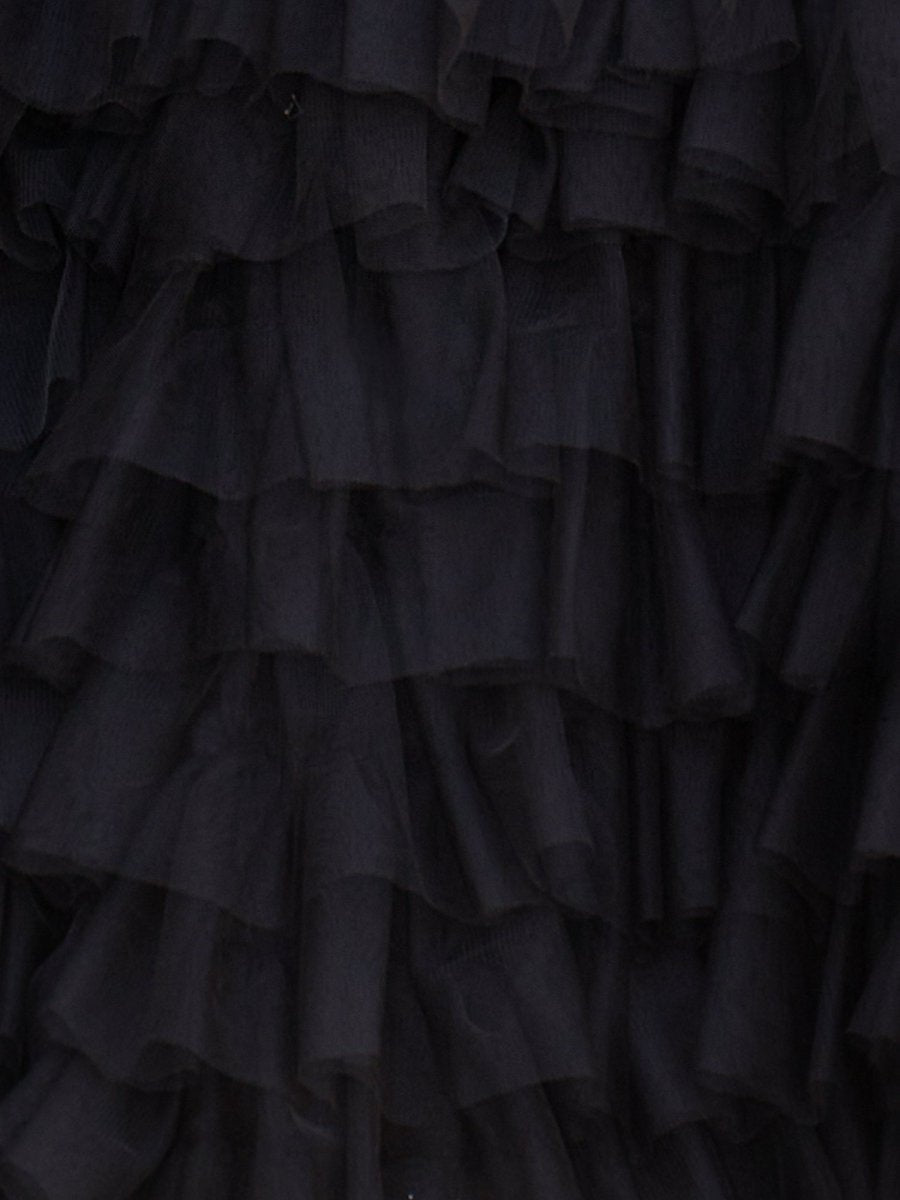 Black - Strapless A Line Tiered Tulle Homecoming Dress With Bow