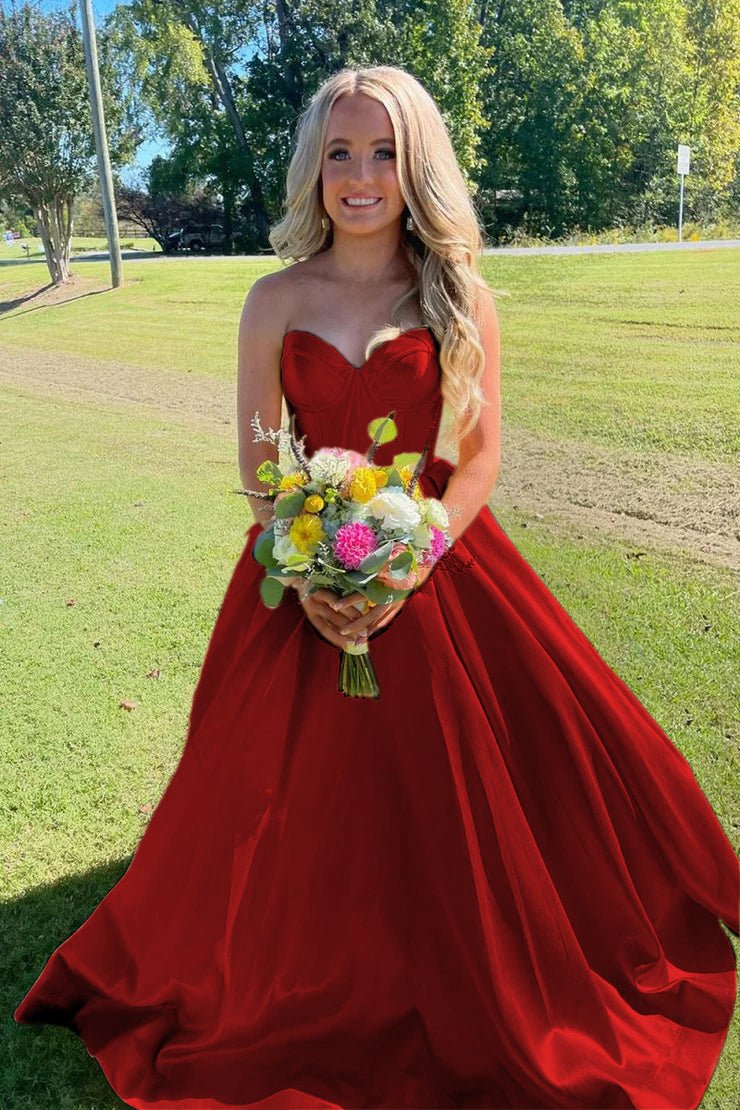Ball Gown Sweetheart Satin Long Prom Dresses