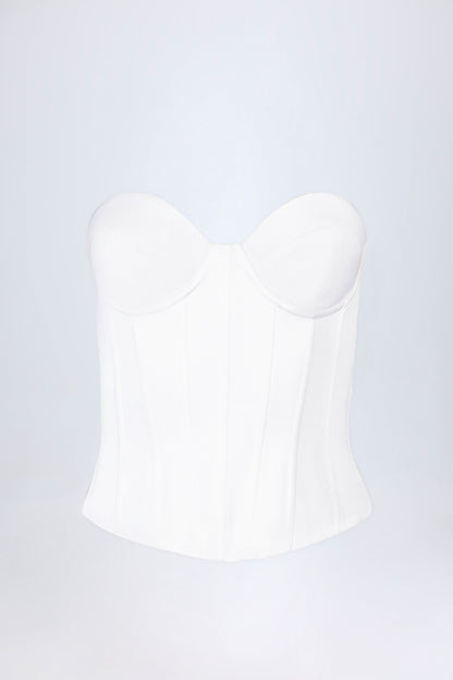 Lace-Up Corset Top in White