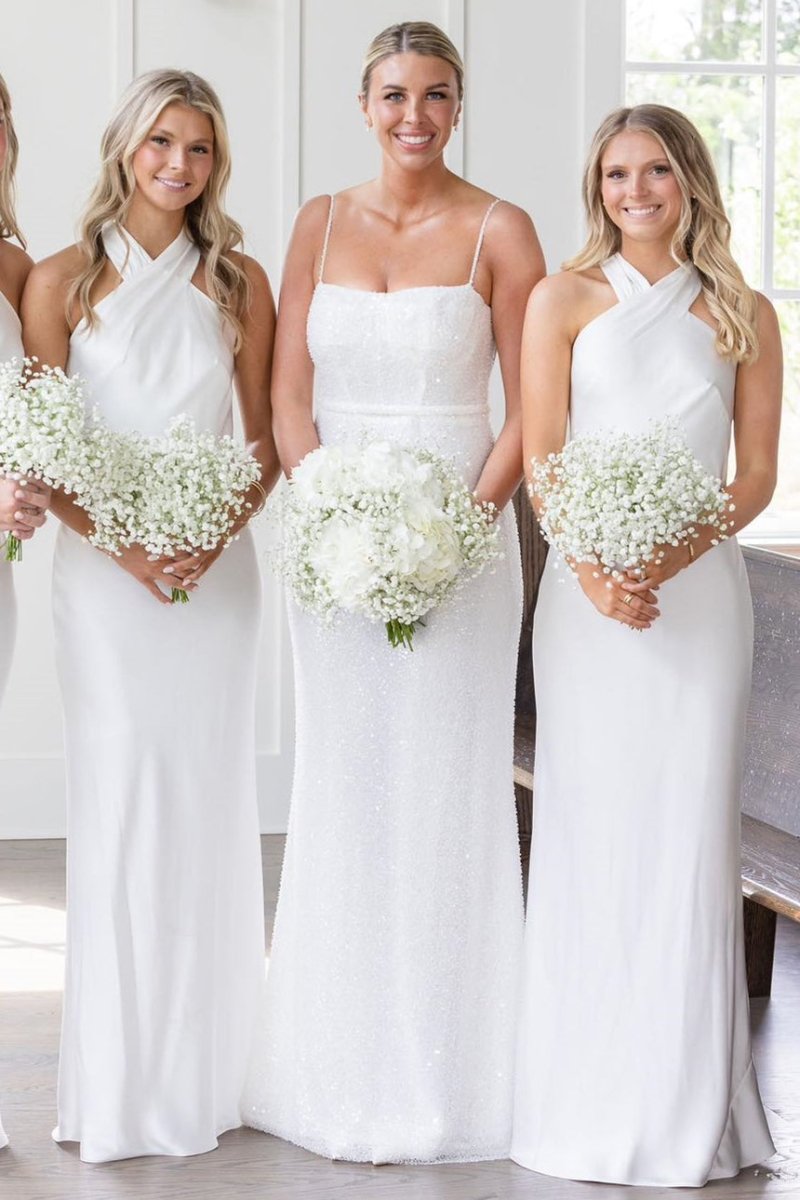 Black Halter Cutout Back Long Bridesmaid Dress
