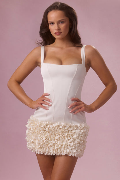 Satin Mini Dress in Ivory