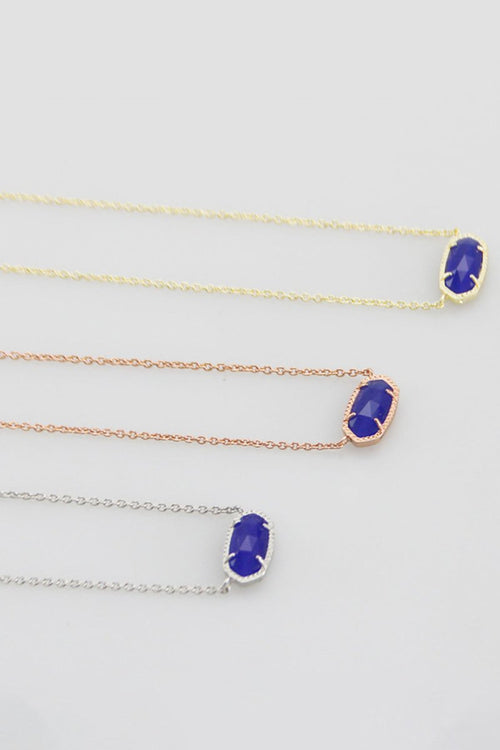 Blue Oval Pendant Necklace