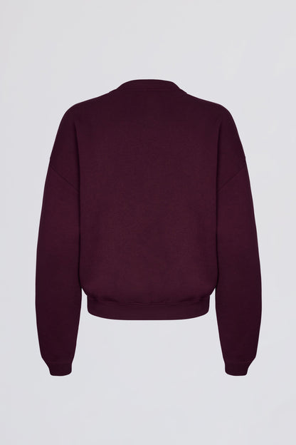 Oversized Crew-Neck Jumper in Burgundy