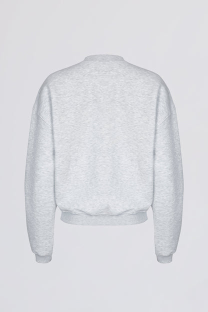 Oversized Crew-Neck Jumper in Grey Marl