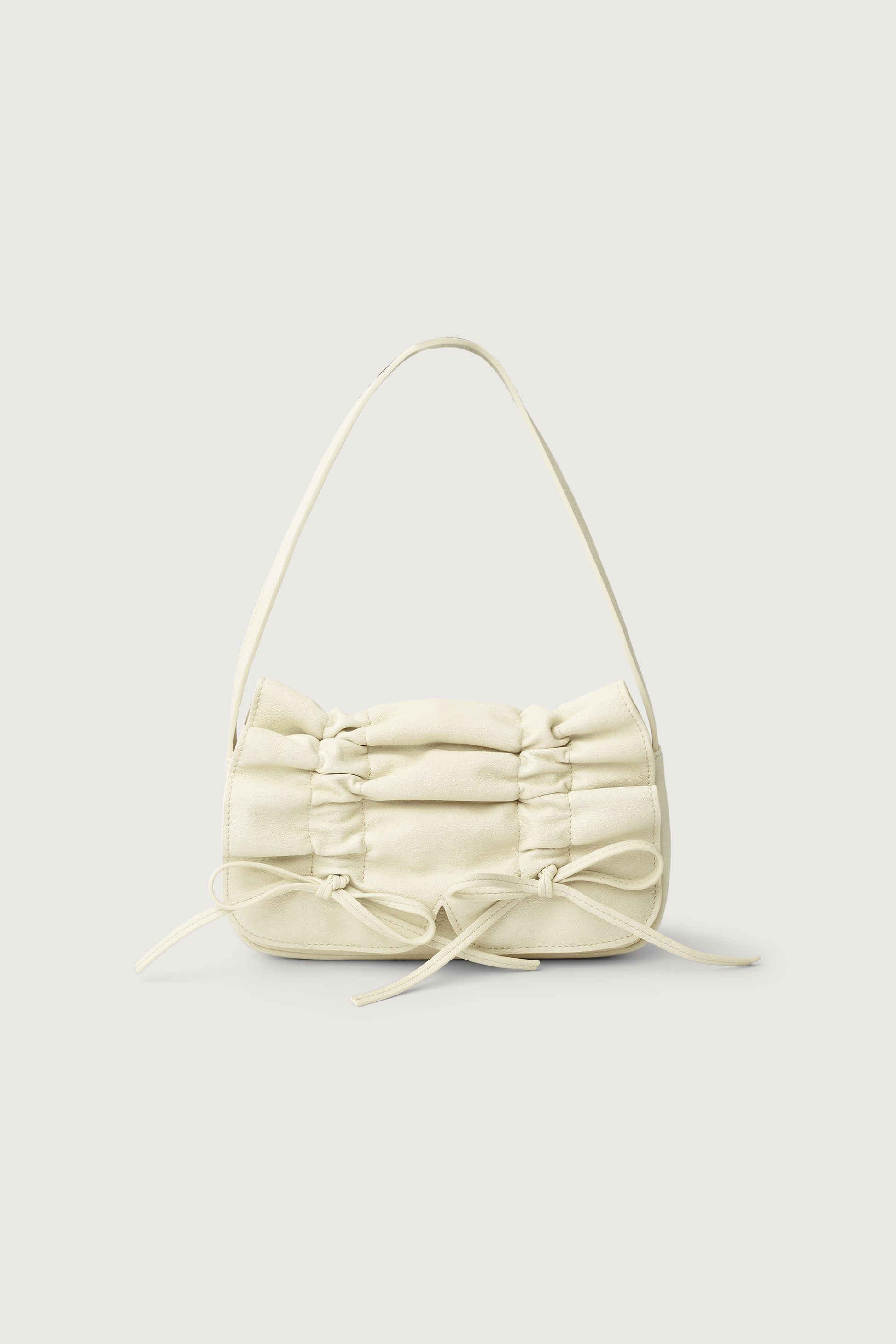 BOW-DETAILED RUCHED SHOULDER BAG