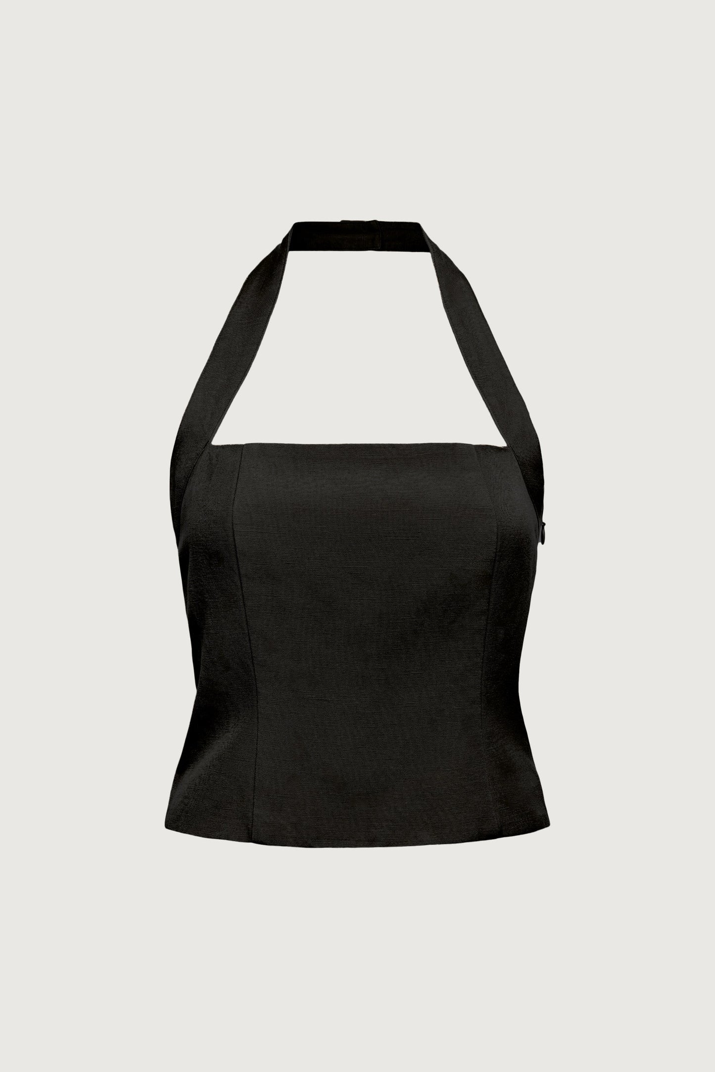 LINEN BLEND HALTER SQUARE NECK TOP