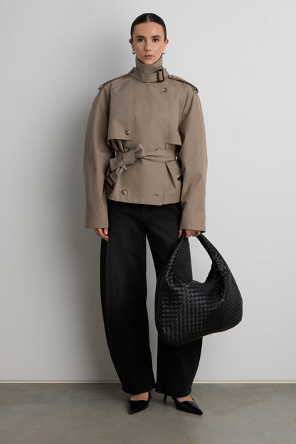 SHORT BELTED TRENCH COAT