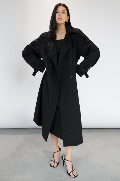 OVERSIZED TRENCH COAT WITH FUNNEL NECK