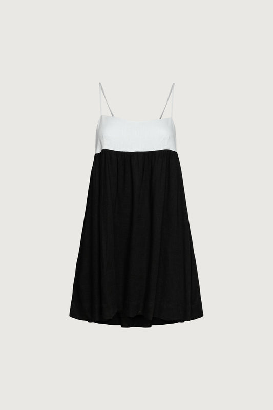 CONTRAST BABYDOLL MIDI DRESS