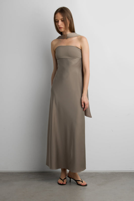 TUBE MAXI DRESS WITH SCARF