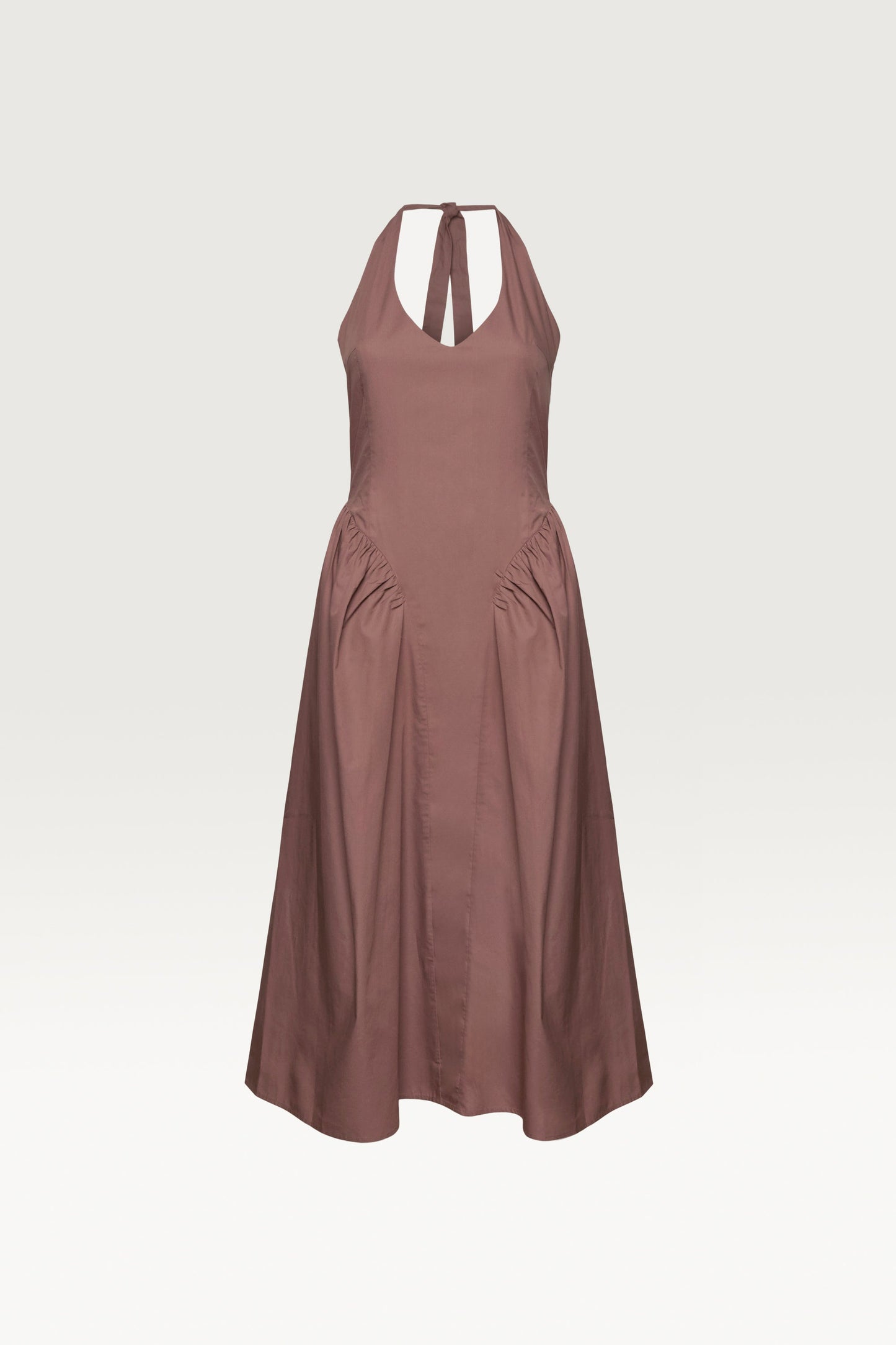 COTTON POPLIN HALTER MIDI DRESS