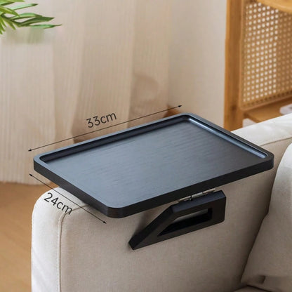 Couch Arm Table,Sofa Arm Clip Table,Bamboo Trayble Couch Arm Table, Clip On Tray Sofa Table For Couches. Sofa Arm Tray, Armchair Table For TV Dinners, Remotes, Drinks And Snacks, Brown