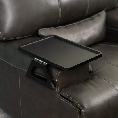 Couch Arm Table,Sofa Arm Clip Table,Bamboo Trayble Couch Arm Table, Clip On Tray Sofa Table For Couches. Sofa Arm Tray, Armchair Table For TV Dinners, Remotes, Drinks And Snacks, Brown