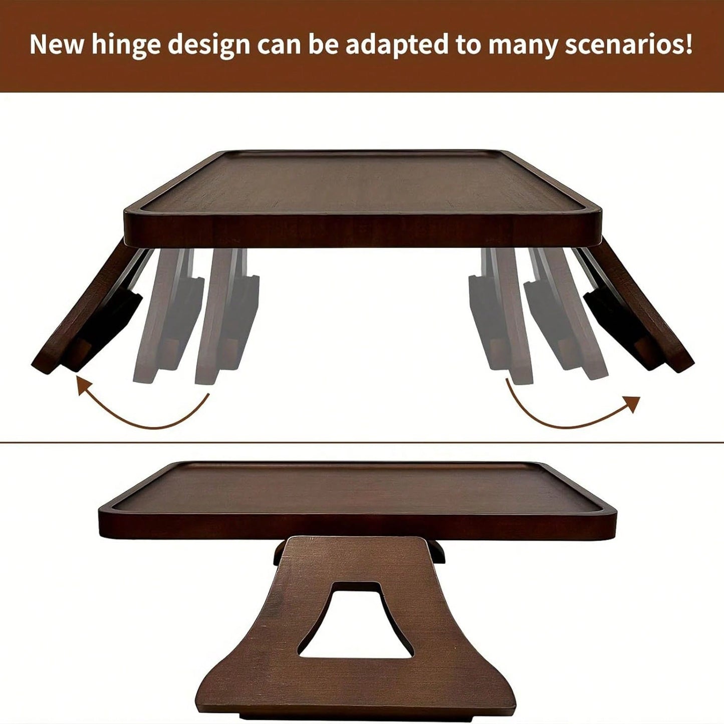 Couch Arm Table,Sofa Arm Clip Table,Bamboo Trayble Couch Arm Table, Clip On Tray Sofa Table For Couches. Sofa Arm Tray, Armchair Table For TV Dinners, Remotes, Drinks And Snacks, Brown