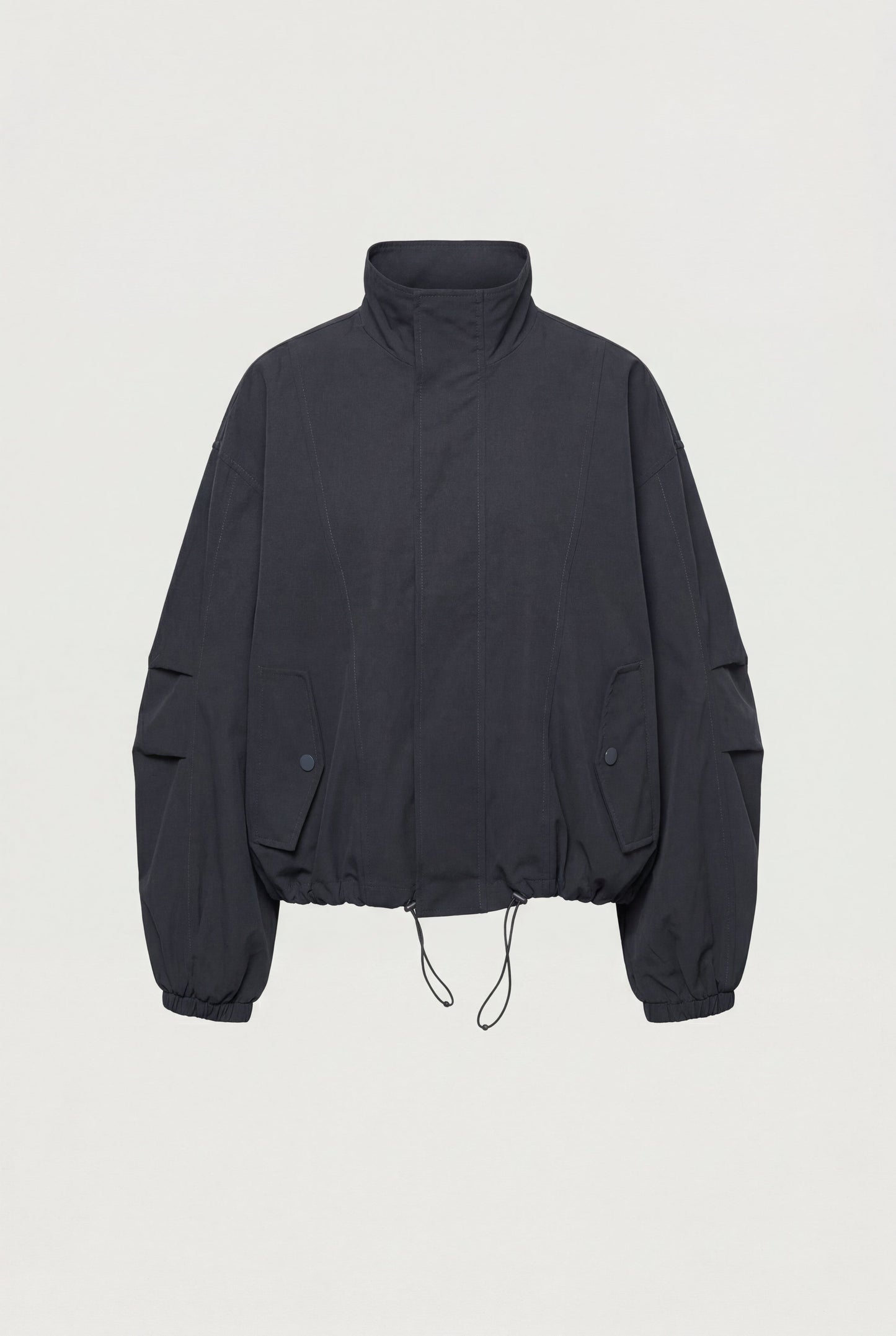 HIGH FUNNEL NECK CROPPED DRAWSTRING JACKET