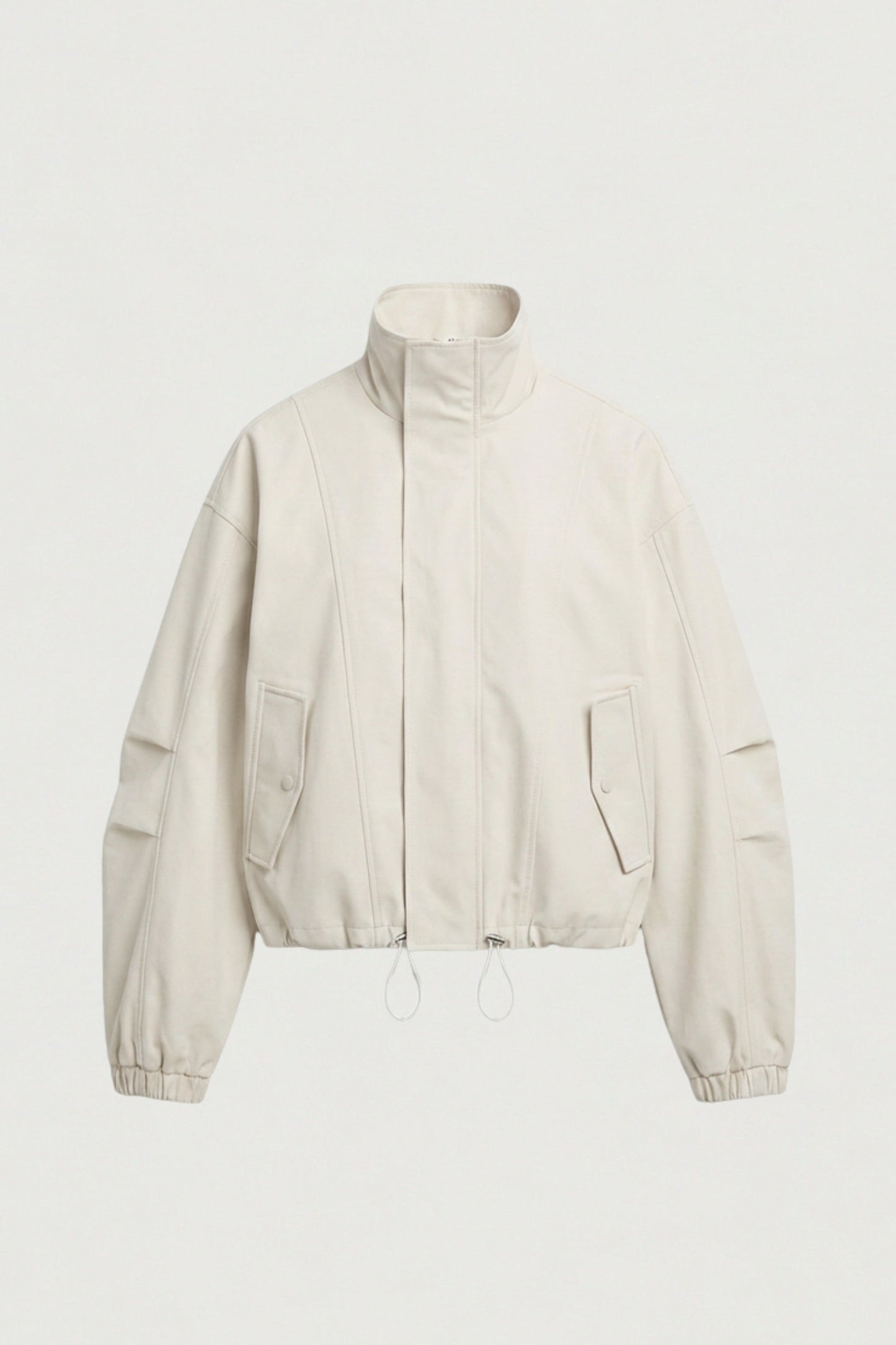 HIGH FUNNEL NECK CROPPED DRAWSTRING JACKET