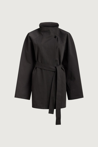 BELTED FUNNEL NECK JACKET