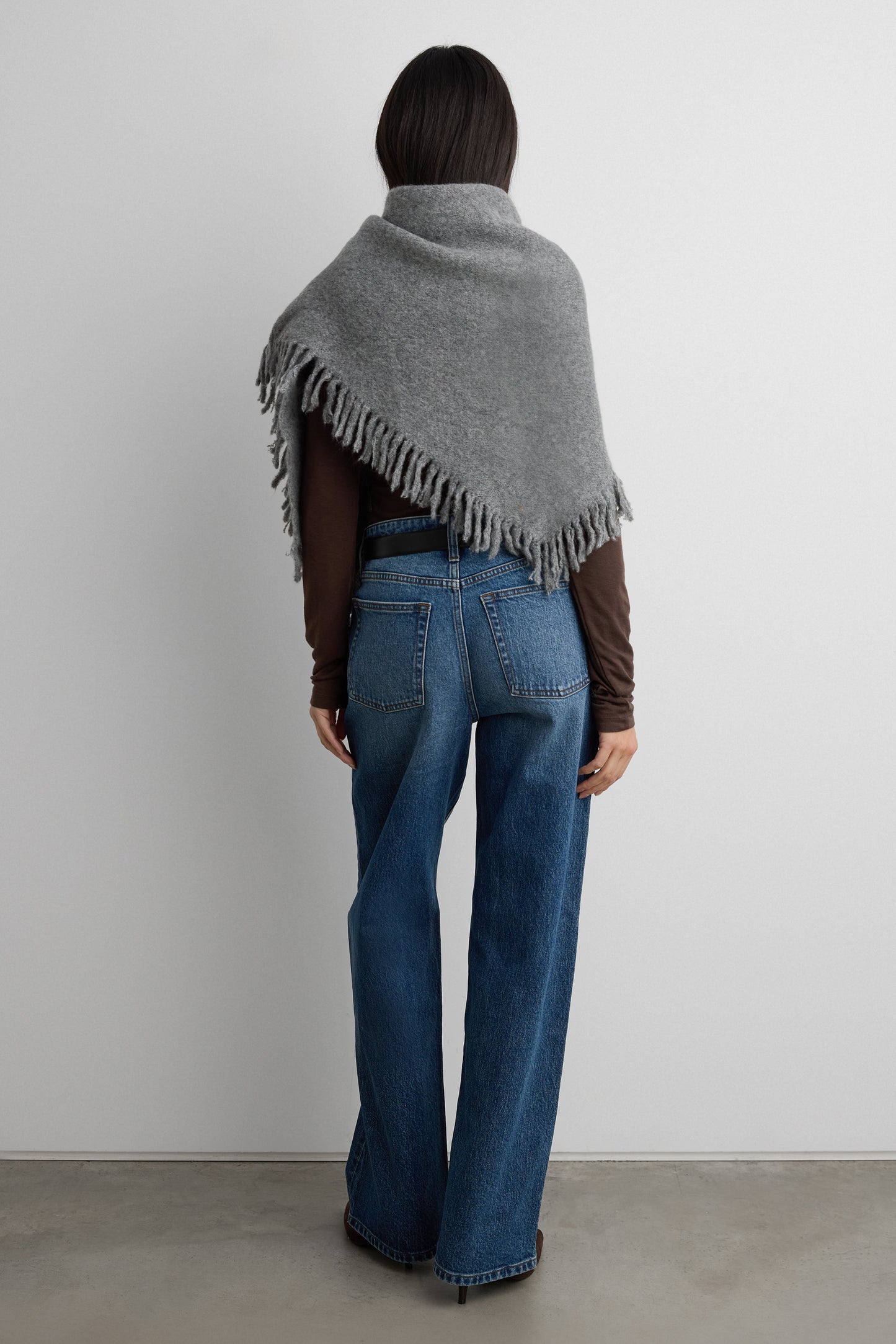 FRINGE TRIM TRIANGLE SCARF