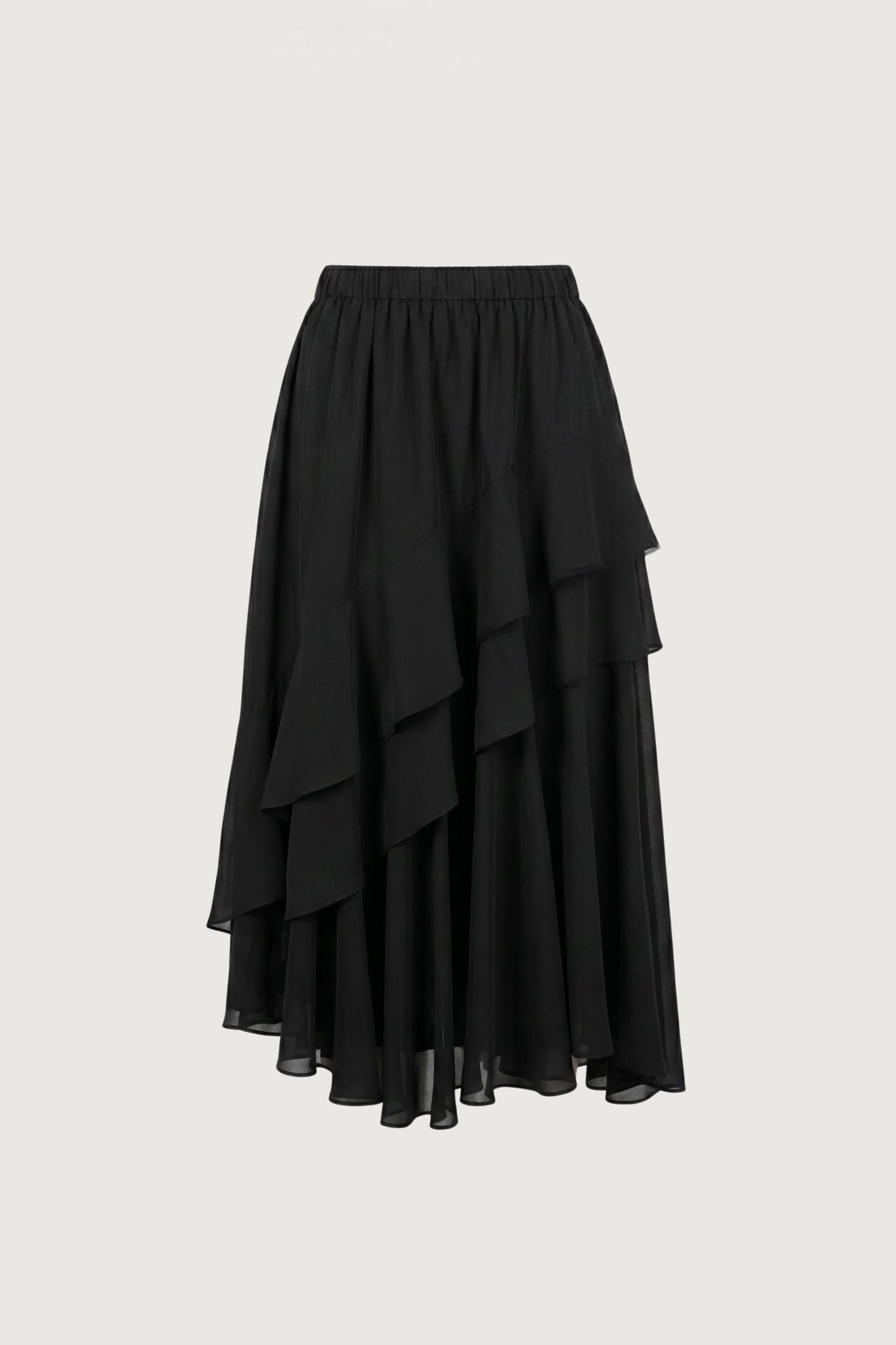 ASYMMETRICAL TIERED MAXI SKIRT