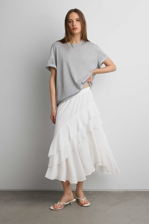ASYMMETRICAL TIERED MAXI SKIRT