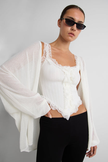 RUFFLED LACE TANK TOP
