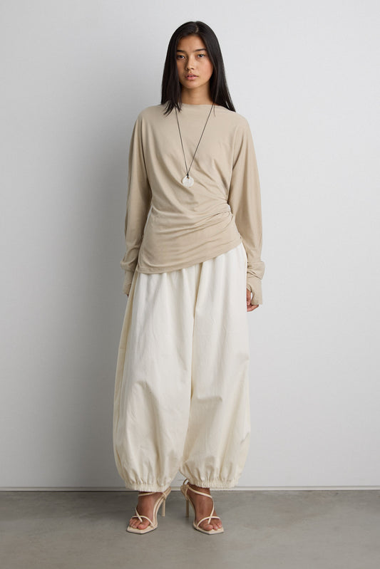 DRAPED SLOUCHY PULLOVER SHIRT