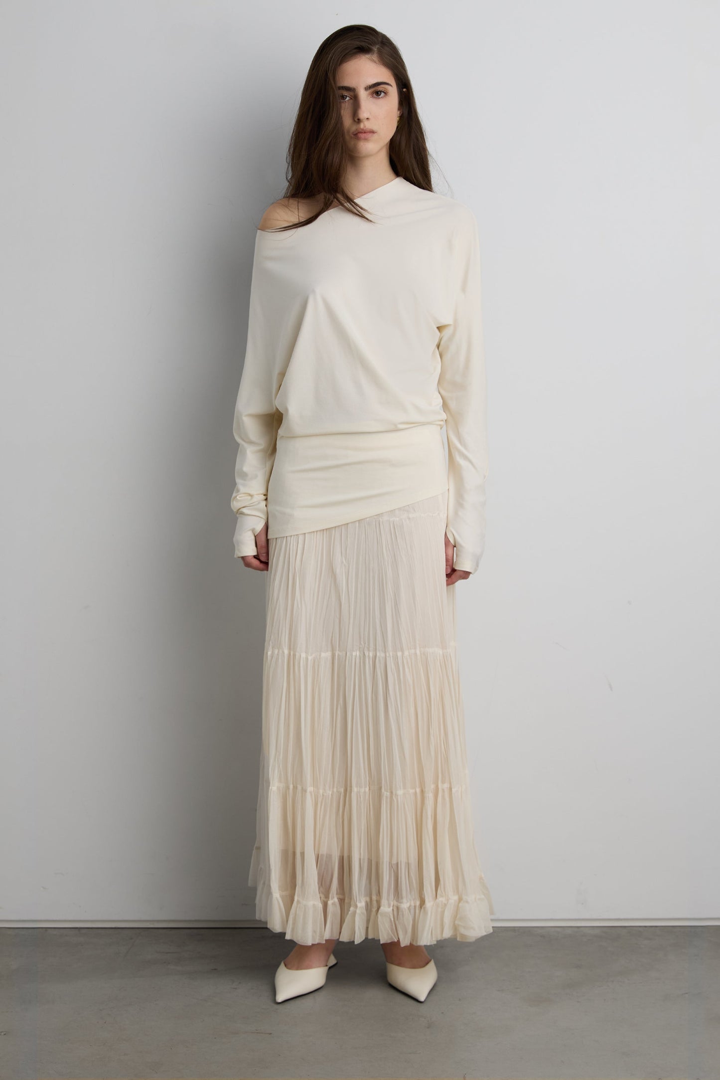DRAPED SLOUCHY PULLOVER SHIRT