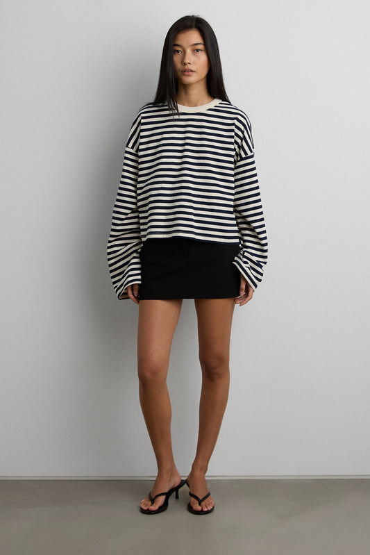 CROPPED STRIPED LONG SLEEVE TSHIRT
