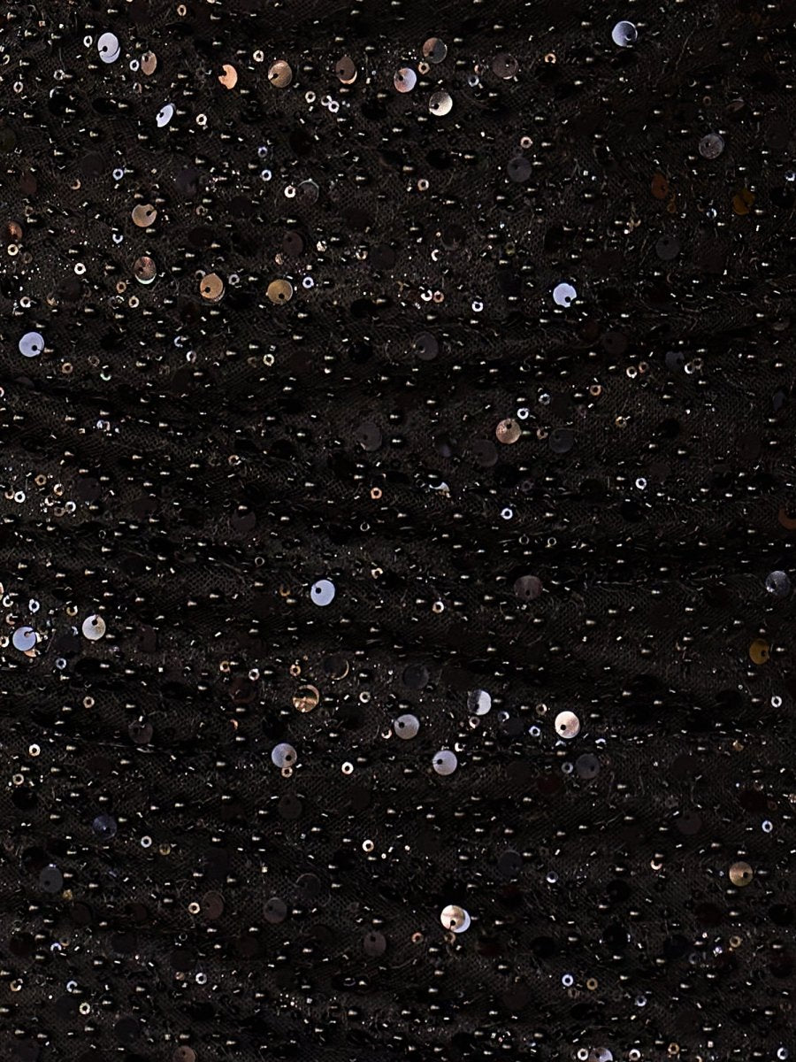 Black - Sheath V Neck Sequined Homecoming Dresses with Puffed Sleeves