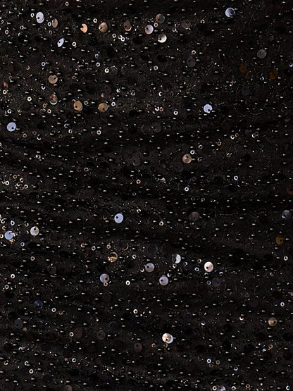 Black - Sheath V Neck Sequined Homecoming Dresses with Puffed Sleeves
