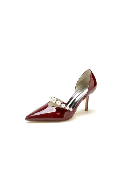Black Elegant High Heels with Pearl Embellishment