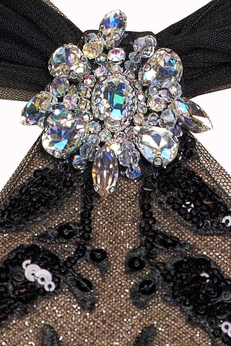 Black Halter Mermaid Sequined Long Prom Dresses With Cape