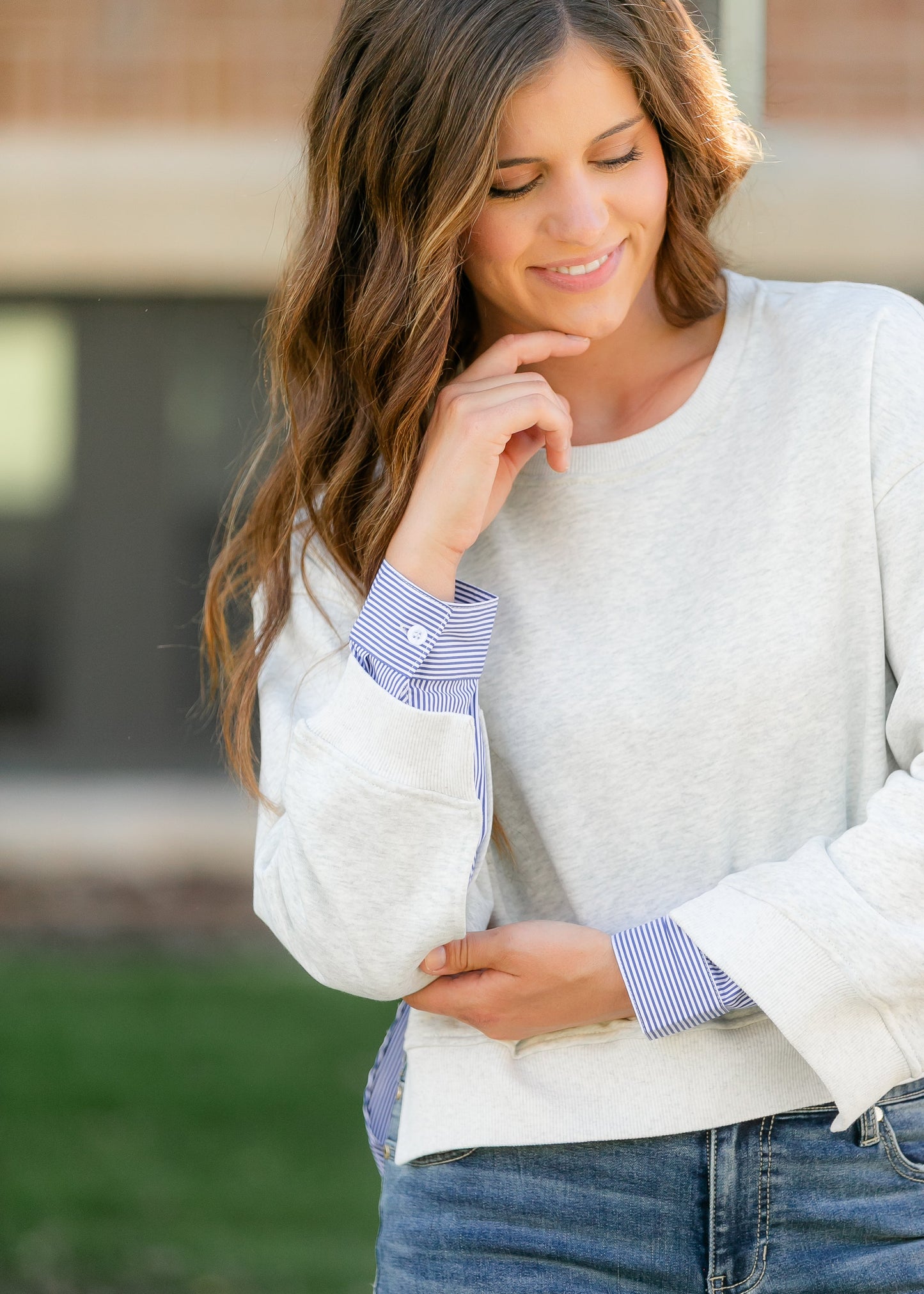 elan Long Sleeve Mixed Media Top - FINAL SALE