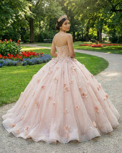 Ball Gown Organza Sweetheart Pink Quinceanera Dress