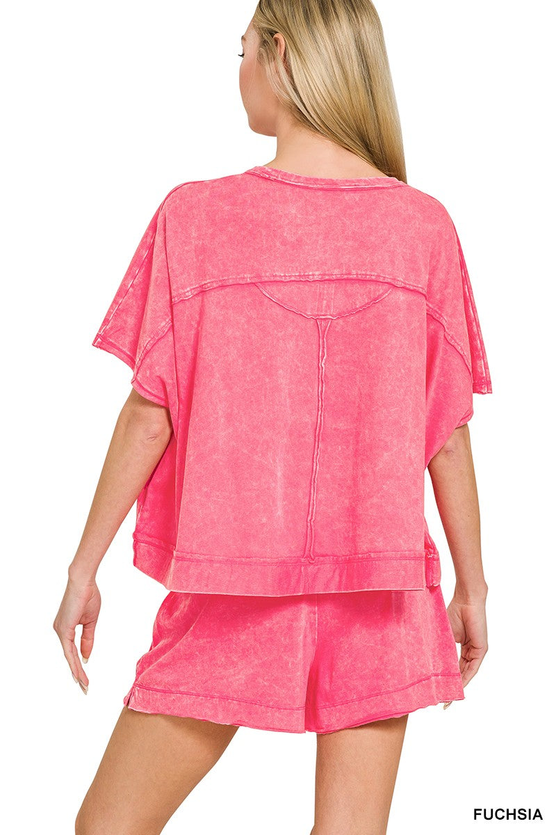 Hazel Blues® |  Zenana Acid Washed Oversized Top & Shorts Set