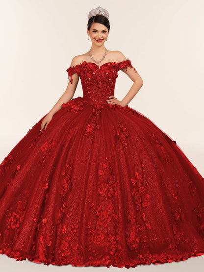 Ball Gown Organza Off The Shoulder Burgundy Quinceanera Dress