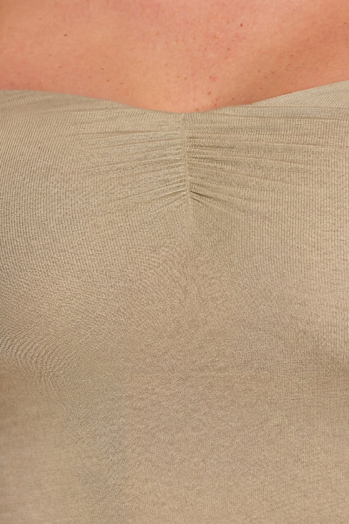 Long Sleeve Off-The-Shoulder Modal Cashmere Blend Maxi Dress in Taupe