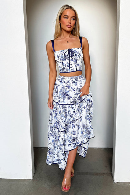 Joy Maxi Skirt - Blue Floral