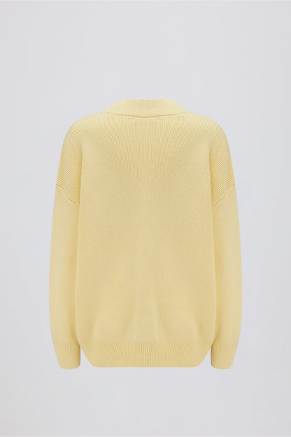 Ribbed Knit Oversized Jumper in Lemon