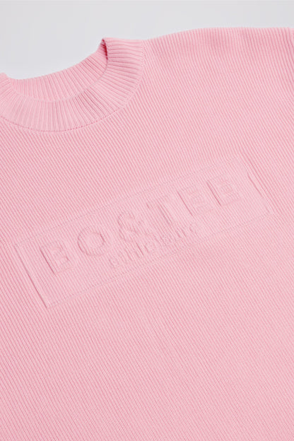 Ribbed Knit Oversized Jumper in Pale Pink
