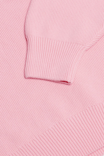 Ribbed Knit Oversized Jumper in Pale Pink