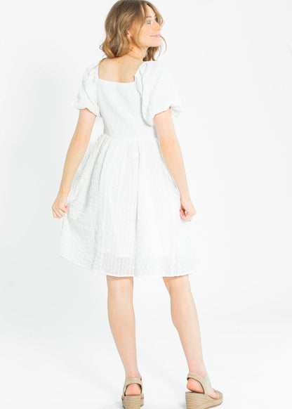 Saylor Square Neckline White Midi Dress - FINAL SALE