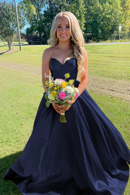 Ball Gown Sweetheart Satin Long Prom Dresses