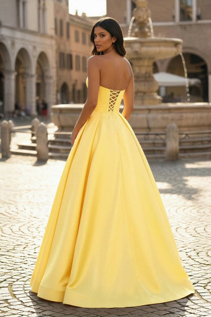 Ball Gown Sweetheart Satin Long Prom Dresses